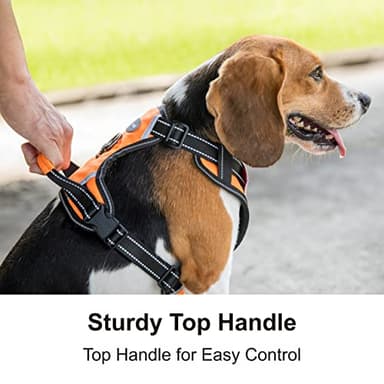 Puwihoe No Pull Dog Harness, Reflective Walking Dog Harness with Easy Control Handle and Front & Back Clips,Adjustable Breathable Soft Padded Dog Vest Harness for Large Medium Small Dogs,Orange,M - Image 3