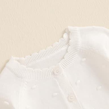 Infant Baby Girl Cardigan Sweater Long Sleeve Button Up Knit Sweatshirt Jacket Toddler Baby Girl Fall Outfits (US, Age, 0 Months, 6 Months, White) - Image 5