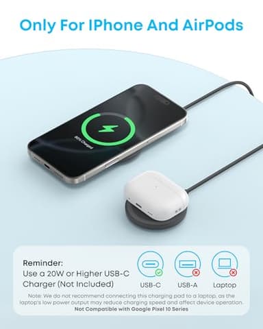 Anker Zolo Magnetic Wireless Charger, 2-Pack Qi2 Certified 15W MagSafe-Compatible Wireless Charging Pad, for iPhone 17/16/15/14/13 Series, AirPods, and More (Not for Pixel, Adapter Not Included) - Image 6