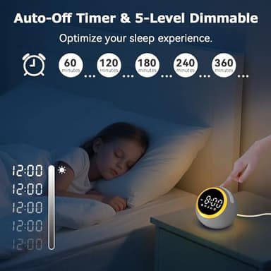 Rohent Sound Machine for Sleeping Adults: Alarm Clocks for Bedrooms, 25 Soothing Sounds, 7 Soft Wake-Up Sounds, 16 Adjustable Volume & Timer, Memory Function - Ideal for Bedroom - Image 5