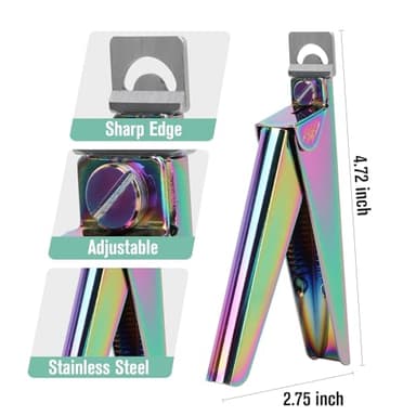 rhinocats Acrylic False Nail Clippers with Magnets Sizer,Nail Tip Cutter with Length Measurement,Stainless Steel Nail Manicure Set for Salon Home Nail,Rainbow Color - Image 2