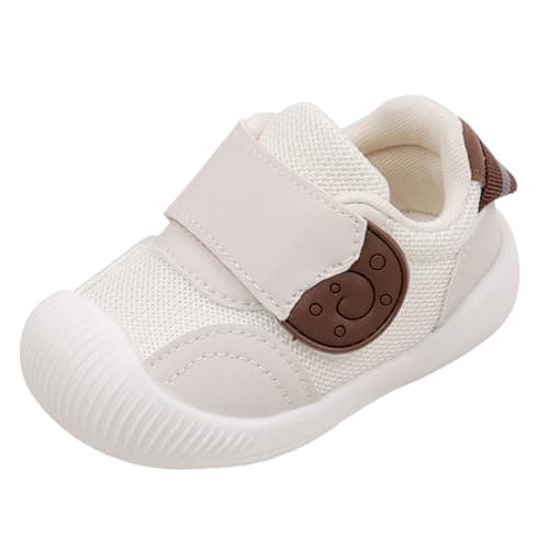 Annnowl Toddler Baby Sneakers Rubber Sole Cartoon Shoes(6 Toddler, Beige 2) - Image 1