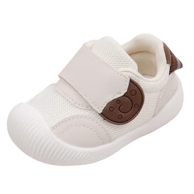 Annnowl Toddler Baby Sneakers Rubber Sole Cartoon Shoes(6 Toddler, Beige 2) - Image 1