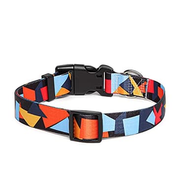 Suredoo Adjustable Dog Collar with Patterns, Ultra Comfy Soft Nylon Breathable Pet Collar for Small Medium Large Dogs (L, Color Block) - Image 2