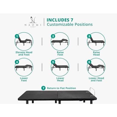 Naomi Home Serenity Full Adjustable Bed Base, Zero Gravity, Wireless Remote, USB Ports, 800 lb Capacity, Black Metal Frame, Easy Assembly for Enhanced Comfort and Relaxation - Image 5