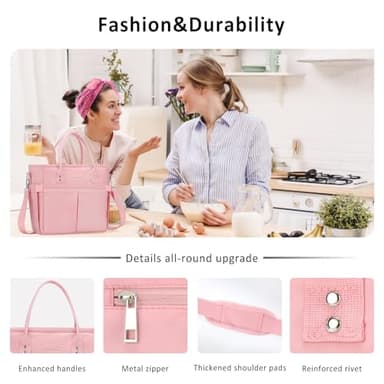 MAXTOP Lunch Bag Women for Work Insulated Thermal Lunch Box with Wide-Open Pocket Reusable Leakproof Cooler Bags with Removable Shoulder Strap for Teacher Nurse Office Picnic Travel Pink - Image 6