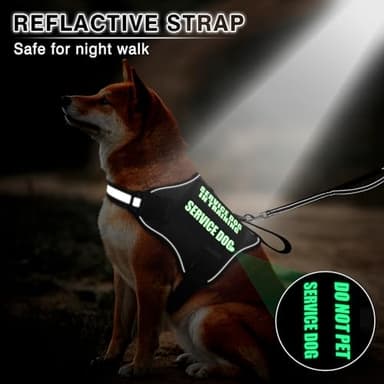 MOOGROU Service Dog Vest Harness and Leash Set+10 Patches,No Pull&Easy Walk Reflective Dog Harness with Soft Padded Handle for Training/Everyday,Fit Small/Medium/Large/Extra-Large Dogs(Black M) - Image 5