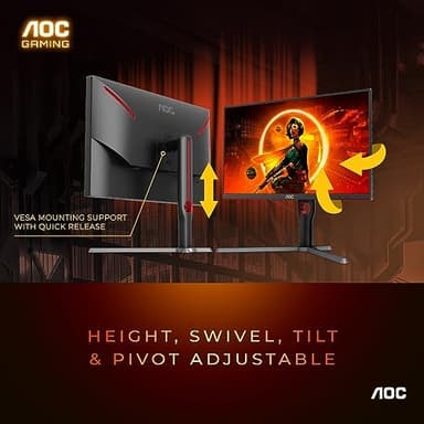 AOC Q27G3XMN 27" QHD Gaming Monitor, 2560x1440, Mini LED, 180Hz 1ms GtG, HDR 1000, sRGB137.5%, HDMI 2.0 x 1, DisplayPort 1.4 x1, Adaptive Sync, 3-Year Zero-Bright-dot - Image 6