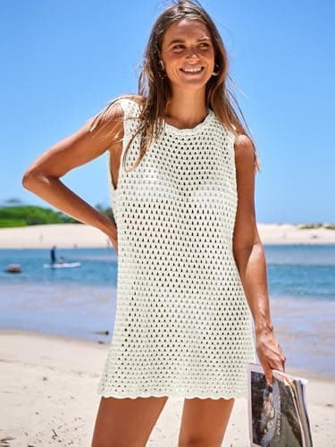 ANRABESS Womens Swimsuit Cover Up Sleeveless Knit 2025 Summer Outfits Swimwear Bathing Suit Coverup Crochet Beach Dress - Image 8