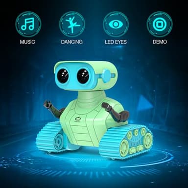ALLCELE Robot Toys, Rechargeable RC Robots for Kids Boys, Remote Control Toy with Music and LED Eyes, Ideal Gift for Children-Green Blue - Image 2