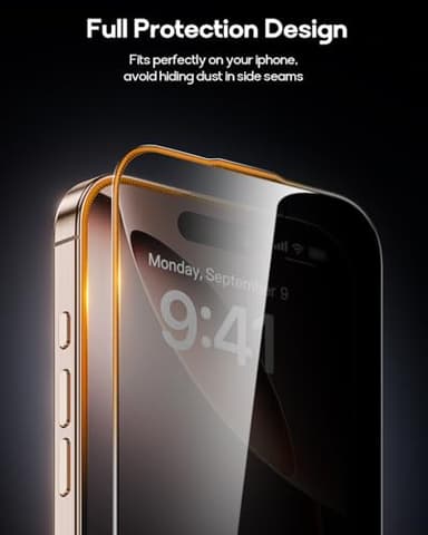 FUNCAT GLOBAL 3 Pack for iPhone 16 Pro Max Tempered Glass Privacy Screen Protector, Dust Free CABIN, Auto Positioning, Bubble Free, Privacy Protection, Easy Installation,9H+ Hardness - Image 4