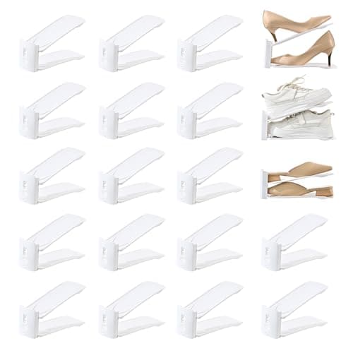 Uni HIMO Shoe Slots Organizer, Clear Shoe Stacker, Adjustable Level Shoe Rack,Storage Space Saver for Sneakers Display (white, 20Pack) - Image 1