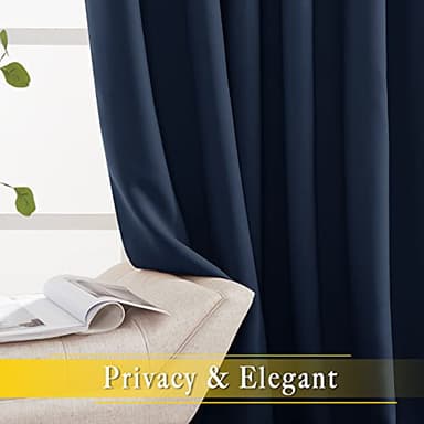 NICETOWN Navy Blue Blackout Room Divider Curtains 144 inch Length, Grommet Energy Saving Thermal Drapes Sound Reducing Window Treatments for Living Room, 1 Panel, W80 x L144 - Image 6