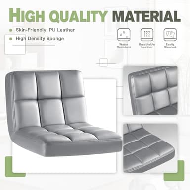 Furmax Bar Stools Modern Pu Leather Swivel Adjustable Hydraulic Bar Stool Square Counter Height Stool Set of 2 (Light Gray) - Image 7