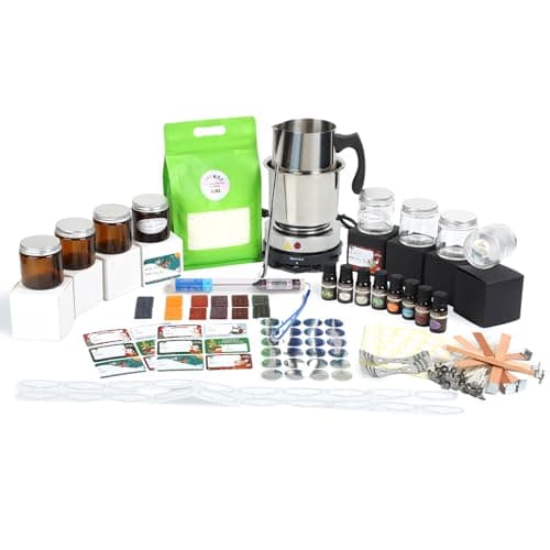 Hehinton Candle Making Kits, Professional Double Boiler Wax Melting Pot for Beginners, Complete DIY Kits with Hot Plate, 2Lbs Natural Soy Wax, Thermometer, Dye, 8 Candle Jars - Image 1