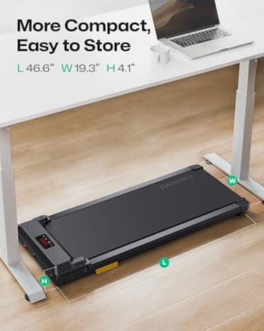UREVO Under Desk Treadmill for Office Under Desk, Walking Pad 2 in 1 for Home/Office, Portable Walking Pad Treadmill with Remote Control, LED Display - Image 2
