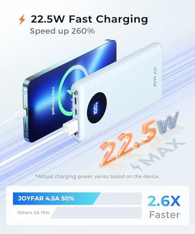 JOYFAR Portable-Charger-Power-Bank Travel Essentials Battery Pack USB C 10000mAh Built in Cable 22.5W Phone Fast Charging Powerbank Compatible with iPhone 16 15 14 13 12 11 iPad Samsung Google (Blue) - Image 3