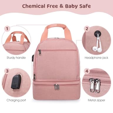 OCKLILY Pump Bag, Breast Pump Carrying Bags with Ice Pack & Waterproof Mat, Breast Pump Bag Compatible with Spectra S1 S2, Pumping Bags Milk Bottle Cooler for Work Travel Camping, Pink - Image 7