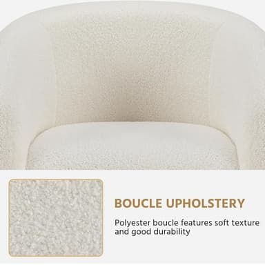 Yaheetech Barrel Chairs, Furry Accent Chairs, Sherpa Chairs with Soft Padded Armrest, Fuzzy Club Chairs for Living Room Bedroom Waiting Room Office, Accent Chairs Set of 2, Ivory - Image 7