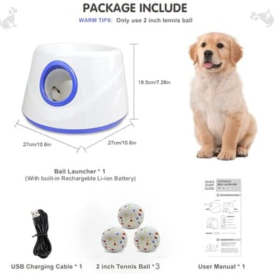 RERBIO Dog Ball Thrower Launcher, Automatic Ball Launcher for Dogs, 3 Adjustable Distance Settings, Indoor OutdoorInteractive Toy, with 3 2.3-inch Balls, Small/Medium Sized Dog Thrower - Image 4