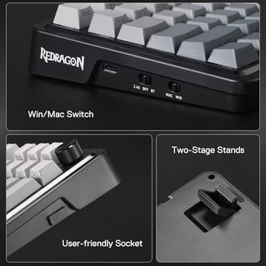 Redragon K686 PRO 98 Keys Wireless Gasket RGB Gaming Keyboard, 3-Mode PBT Mechanical Keyboard w/Hot-Swap South-Facing RGB Socket, Dedicated Knob Control & 5-Layer Noise Dampening, Gradient PBT Keycaps - Image 8