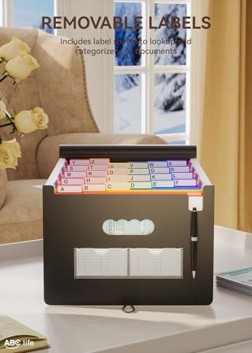 ABC life 26 Pockets Accordion File Organizer, Expanding File Folders, Portable Monthly Bill Receipt Organizer with Colorful A-Z Tabs, Desktop Folders Letter A4 Paper Document Storage for Home Office - Image 4