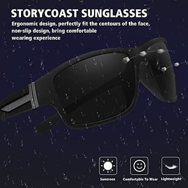 STORYCOAST Polarized Sports Sunglasses for Men Women Unbreakable Frame Cycling Fishing Driving 3Pack Black+Black+Black - Image 5