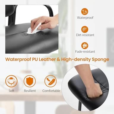 Sweetcrispy Leather Waiting Room Chairs Set of 4,Comfy Guest Chair with Padded Arms for Reception Conference Side Office Desk Home, Inky - Image 3