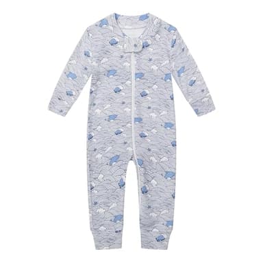 Owlivia Organic Cotton Baby Boy Girl Zip up Sleep N Play, Footless, Long Sleeve(18-24 Months, Wave & Navy) - Image 2
