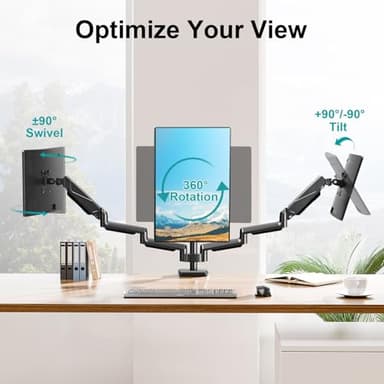 MOUNT PRO Triple Monitor Mount, 3 Monitor Desk Arm fits Three Max 27" LCD Computer Screens, up to 17.6lbs Each, Premium Gas Spring Display Stand with Tilt Swivel Rotation, Vesa Mount 75x75,100x100 - Image 5