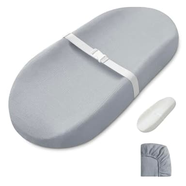 Blissful Diary Muslin Baby Changing Pad with Waterproof Lining Foam, Diaper Changing Table Pad with Cover for Dressers (Gray, Avocado) - Image 1
