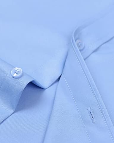 Alimens & Gentle Men's Dress Shirts Long Sleeve Wrinkle-Free Stretch Shirts Solid Formal Button Down Shirt with Pocket - Image 4