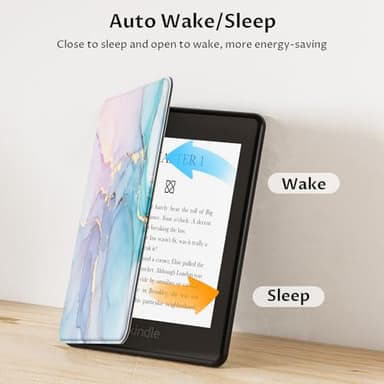 VORI Case for Kindle Paperwhite (11th Generation-2021) and Kindle Paperwhite Signature Edition, Soft TPU Lightweight Protective Smart Shell Cover with Auto Sleep/Wake, Dreamy Marble - Image 4