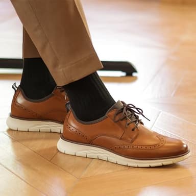 Mens Comfortable Dress Shoes, Oxford Breathable Dress Sneakers Lightweight for Men, Business Casual Shoes with Wingtip for Office Walking Brown - Image 5