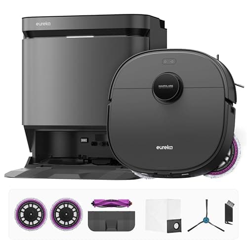 Eureka J15 Pro Ultra Robot Vacuum and Mop with Self Emptying Base, 16,200 Pa Suction, Flex-Arm Design Mop, Auto Mop Hot Water Washing & Hot Air Drying, Anti-Tangle, AI Obstacle Avoidance, Black - Image 1