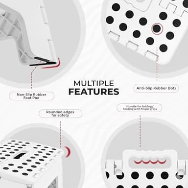 Utopia Home Folding Step Stool - (Pack of 1) Foot Stool with 9 Inch Height - Holds Up to 300 lbs - Lightweight Plastic Foldable Step Stool for Kitchen, Bathroom & Living Room (White) - Image 4