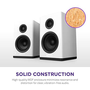 NZXT Relay PC Gaming Desktop Speakers - AP-SPKW2-US - Bookshelf-Style Design - 80 Watts - High Dynamic Range - Silk Dome Tweeters - Glass Fiber Woofers - White - Image 6