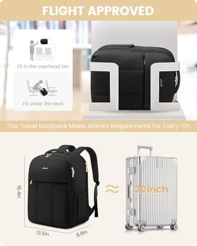 LOVEVOOK Travel Backpack for Women with Shoe Compartment, Puffer Carry on Backpack Flight Approved 40L Personal Item Travel Bag Fits 17inch Laptop, Waterproof Lightweight Bags with 3 Packing Cubes - Image 5