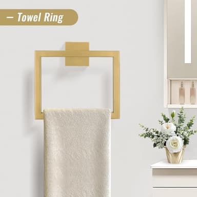 YACVCL Towel Bar Set, 5-Piece Brushed Gold Bathroom Hardware Set, Gold Bathroom Accessories Set, SUS304 Stainless Steel 23.6 Inch Towel Holder Towel Racks Set Wall Mounted - Image 3