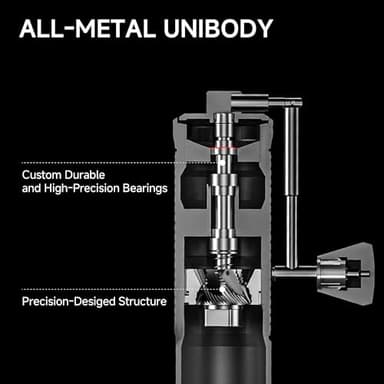 Manual Coffee Grinder S3 ESP TIMEMORE, External Adjustment, Designed for Espresso, Upgrade Integrated All-Metal Body, Folding Handle, Black - Image 5