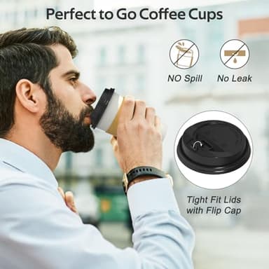 Dealusy 100 Pack 16 oz Disposable Coffee Cups with Lids and Sleeves, Sturdy Thick Paper & Leak-free Insulated to Go Paper Hot Coffee Cups for Hot & Cold Beverage - Image 4