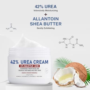 OUKEYA Urea Cream 42% plus Salicylic Acid 2% Net 5.29 Oz for Dry Cracked Feet,Heels,Knees,Elbows,Hands Repair Treatment Moisturizes and Removes Corns,Calluses,Dead Skin,and Softens Toenails - Image 2