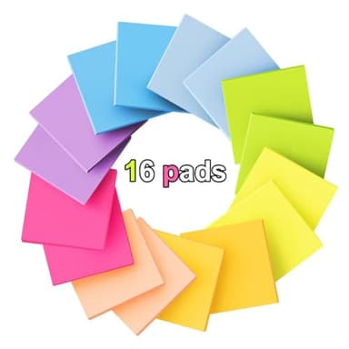 (16 Pack) Pop Up Sticky Notes 3x3 in Accordion Stickies Super Sticking Power Memo Pads Bright Colors - Image 2