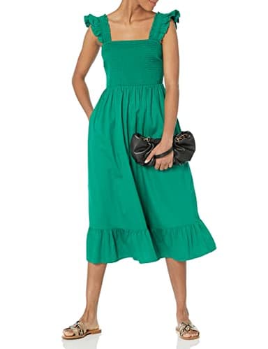 The Drop Women's Kimi Ruffled Shoulder Smocked Midi Dress, Ultramarine Green, 2X, Plus Size - Image 4