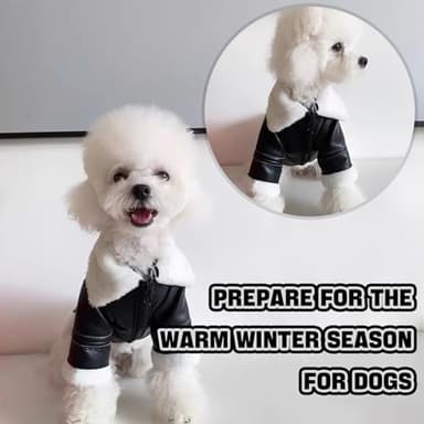 Qincycle Small Dogs Winter Jacket - Windproof Waterproof Faux Leather Coat with Plush Lining, Adjustable Puppy Dog Jacket (Size L) - Image 4
