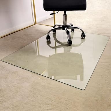 GLSLAND 46" x 55" Tempered Glass Chair Mat Heavy-Duty Floor Protector for Carpet & Hard Floors Scratch-Resistant Clear Office Mat 1/5" Clear - Image 2