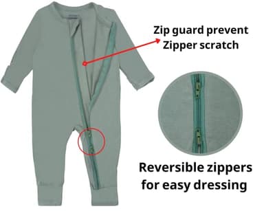 GUISBY Baby Boy Footless Pajamas with Mittens - 2 Way Zipper Long Sleeve Sleepers Pack of 3 3-6 Months - Image 4