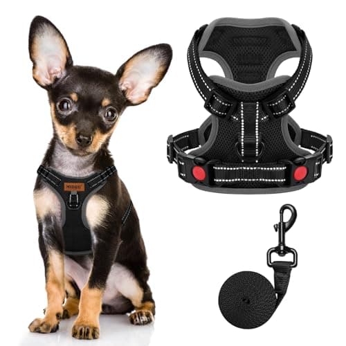 MIDOG No-Pull Dog Harness | Adjustable & Reflective Pet Harness Leash Set for Small Medium Large Dogs Walking, Training| No Choke, Front Clip, Soft Padded Vest with Easy Control Handle - Black, XS - Image 1