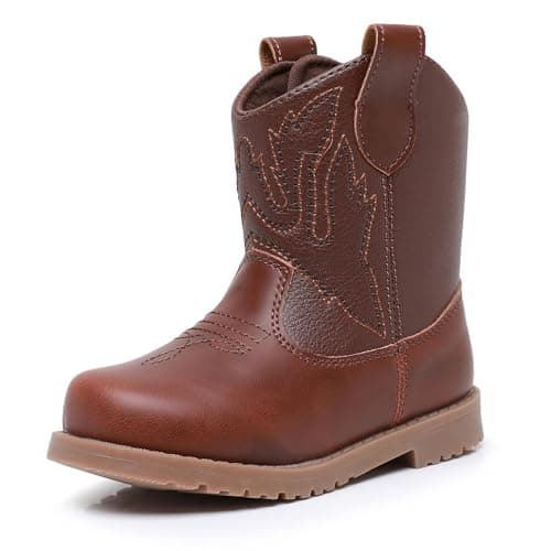 Blikcon Toddler Cowboy Boots for Boys Girls Baby Infant Cowgirl Boots Round Toe All Seasons 6-36 Months (Infant/Toddler) - Image 1