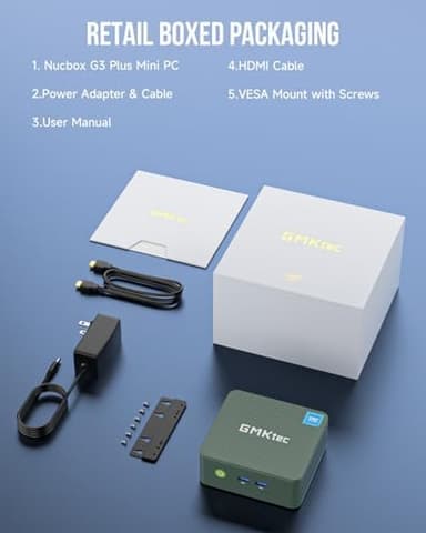 GMKtec Mini PC N150, G3 Plus Intel Twin Lake N150 (3.4GHz), 16GB DDR4 RAM 1TB PCIe M.2 SSD, Desktop Computer 4K Dual HDMI/USB3.2/WiFi 6/BT5.2/2.5G RJ45 - Image 6